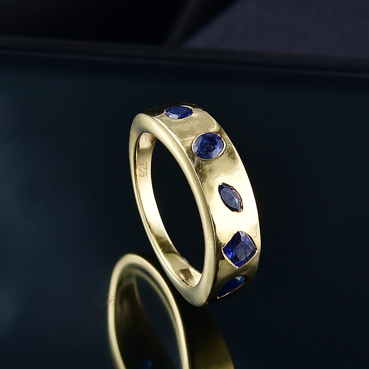 D'Joy Masoala Sapphire (D) 1.10 ctw Band Ring in 18K Yellow Gold Over Sterling Silver (Size 7.5) image number 1
