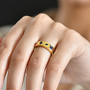 D'Joy Masoala Sapphire (D) 1.10 ctw Band Ring in 18K Yellow Gold Over Sterling Silver (Size 7.5)