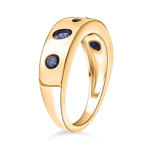 D'Joy Masoala Sapphire (D) 1.10 ctw Band Ring in 18K Yellow Gold Over Sterling Silver (Size 7.5)