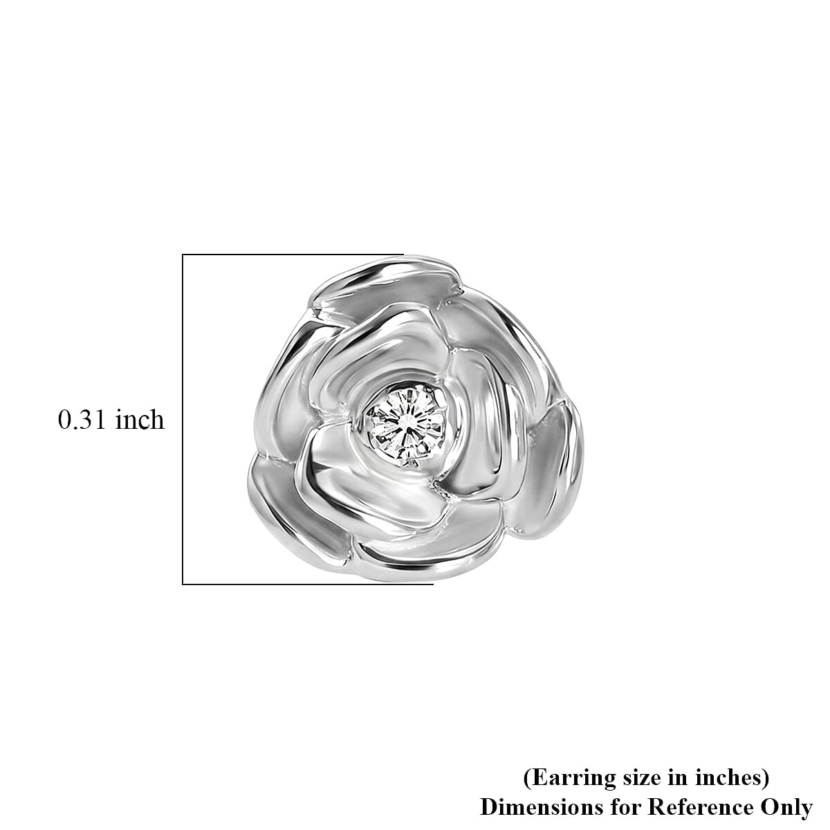 D'Joy Diamond Accent Rose Stud Earrings in Sterling Silver