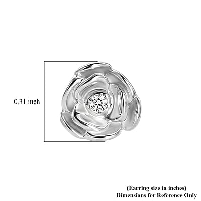 D'Joy Diamond Accent Rose Stud Earrings in Sterling Silver