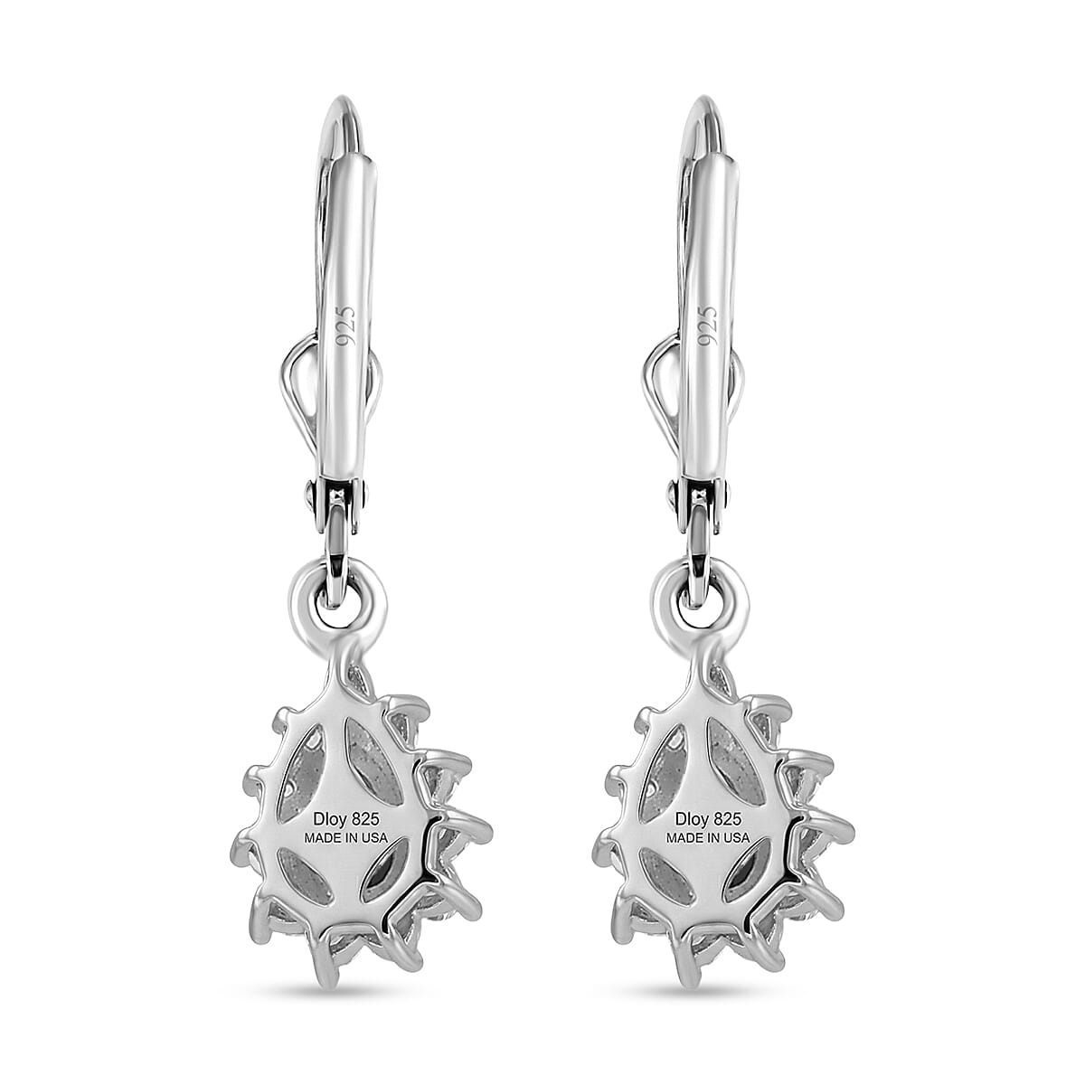 D'Joy Tanzanite and White Zircon 0.90 ctw Floral Halo Drop Earrings in Rhodium Over Sterling Silver