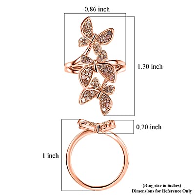 D'Joy Uncut Natural Pink Diamond 0.50 ctw Butterfly Moon Ring in 18K Vermeil Rose Gold Over Sterling Silver (Size 6.0)