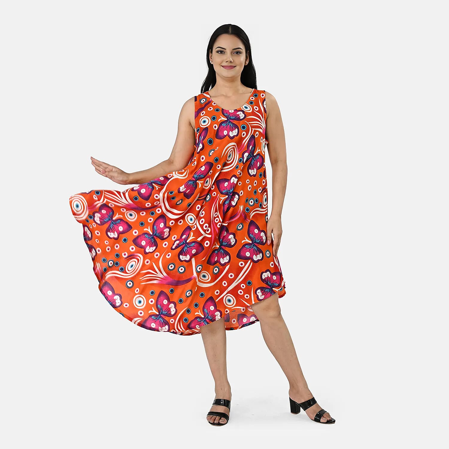 La Marey Orange and Pink Butterfly Umbrella Dress - One Size Fits Most