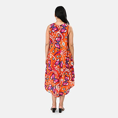 La Marey Orange and Pink Butterfly Umbrella Dress - One Size Fits Most