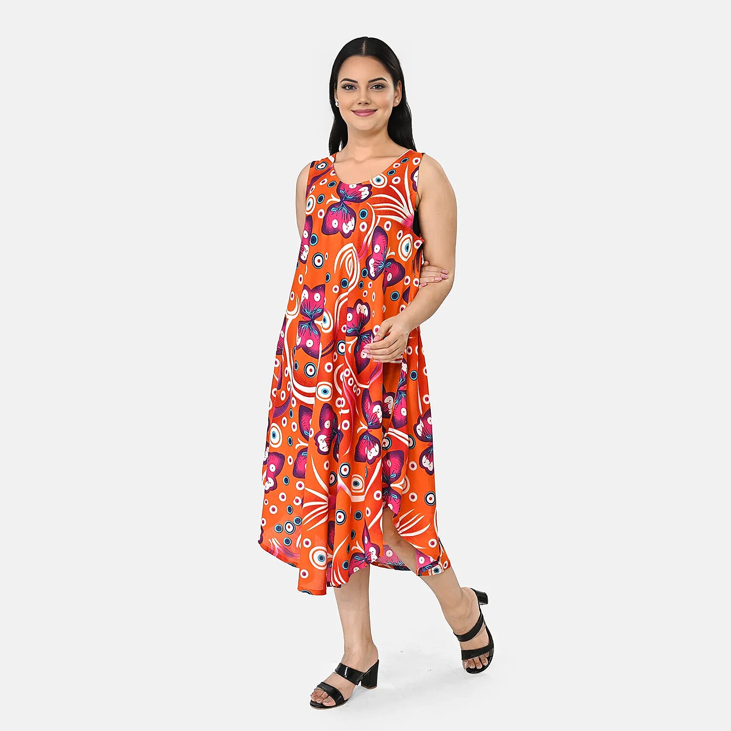 La Marey Orange and Pink Butterfly Umbrella Dress - One Size Fits Most