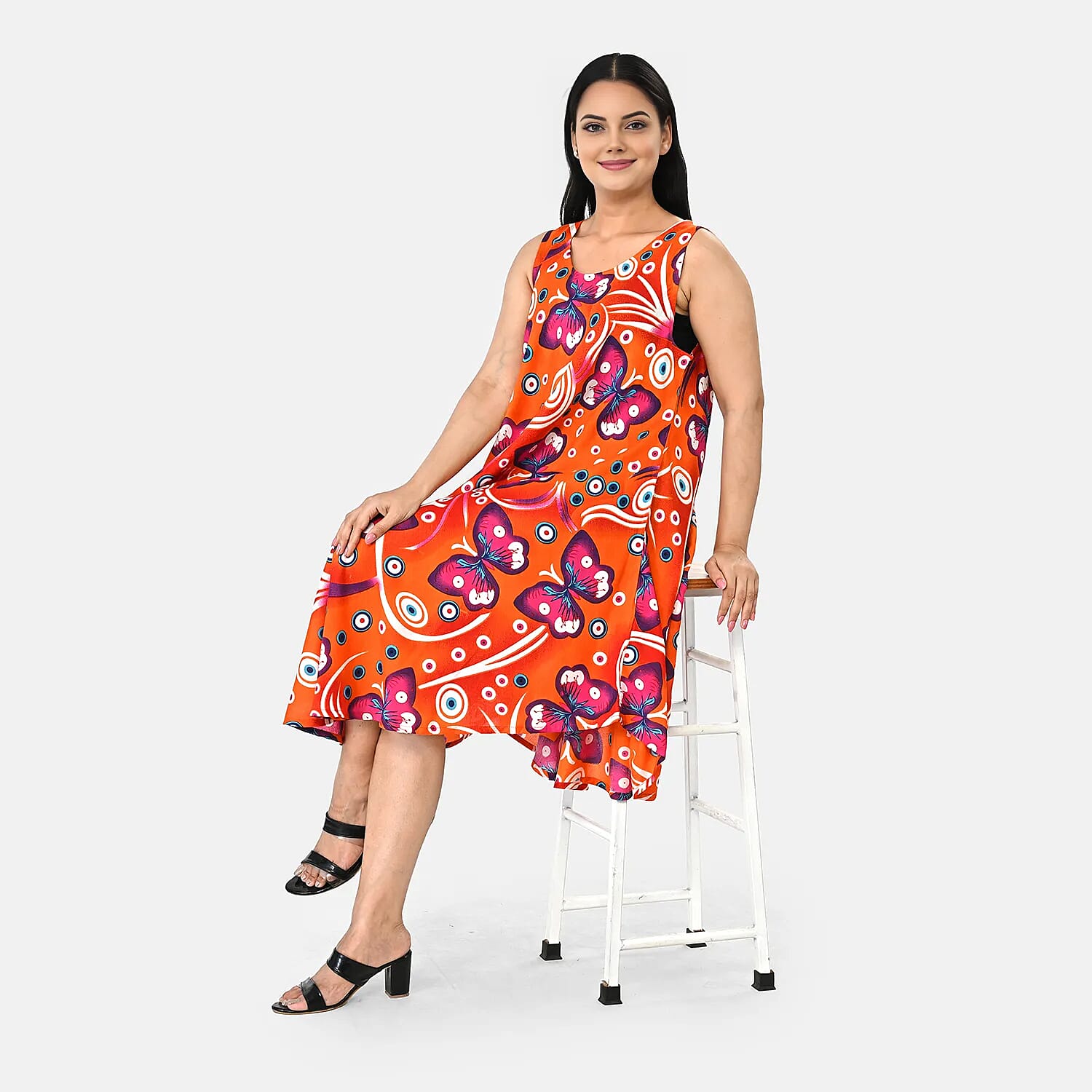 La Marey Orange and Pink Butterfly Umbrella Dress - One Size Fits Most