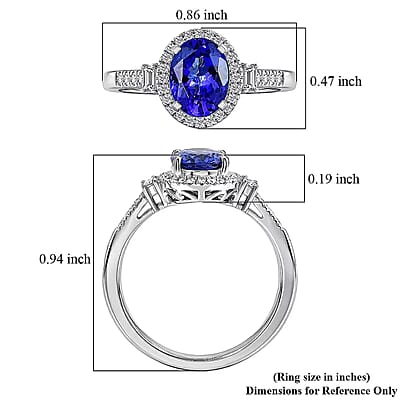 Rhapsody AAAA Tanzanite and Diamond E-F VS 1.85 ctw Crown Oval Ring in 950 Platinum (Size 6.0) 5.60 Grams
