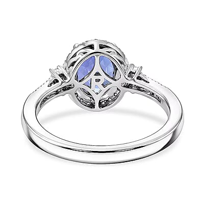 Rhapsody AAAA Tanzanite and Diamond E-F VS 1.85 ctw Crown Oval Ring in 950 Platinum (Size 6.0) 5.60 Grams