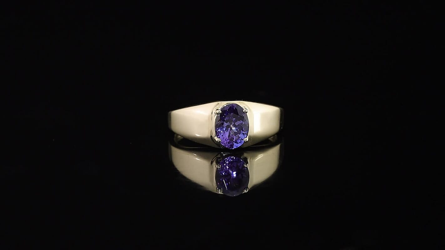 Luxoro Premium Tanzanite 1.60 ctw Men's Ring in 10K Yellow Gold (Size 10.0)