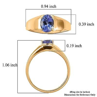 Luxoro Premium Tanzanite 1.60 ctw Men's Ring in 10K Yellow Gold (Size 10.0)
