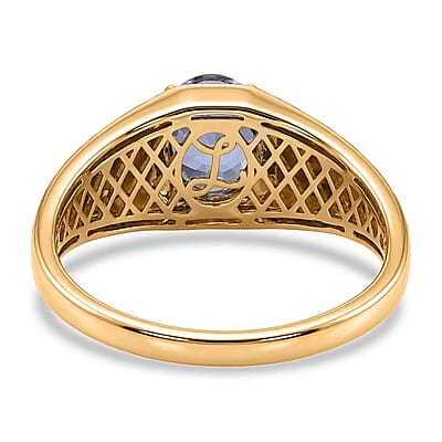 Luxoro Premium Tanzanite 1.60 ctw Men's Ring in 10K Yellow Gold (Size 10.0)