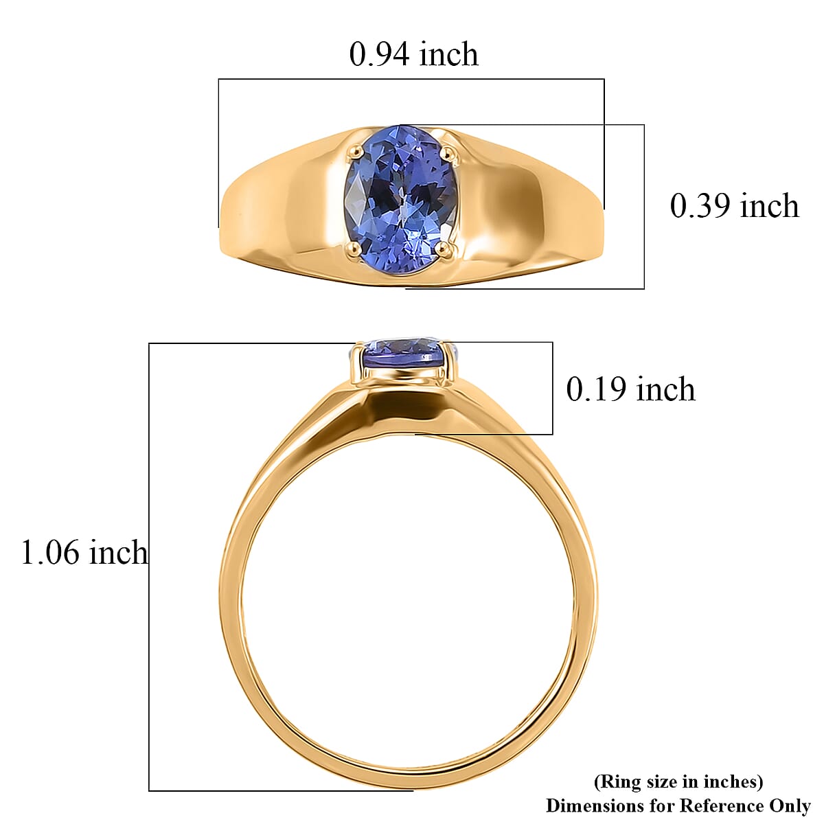 Luxoro Premium Tanzanite 1.60 ctw Men's Ring in 10K Yellow Gold (Size 11.0) (Ships in 8-10 Days) image number 5