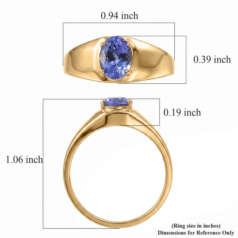Luxoro Premium Tanzanite 1.60 ctw Men's Ring in 10K Yellow Gold (Size 11.0)
