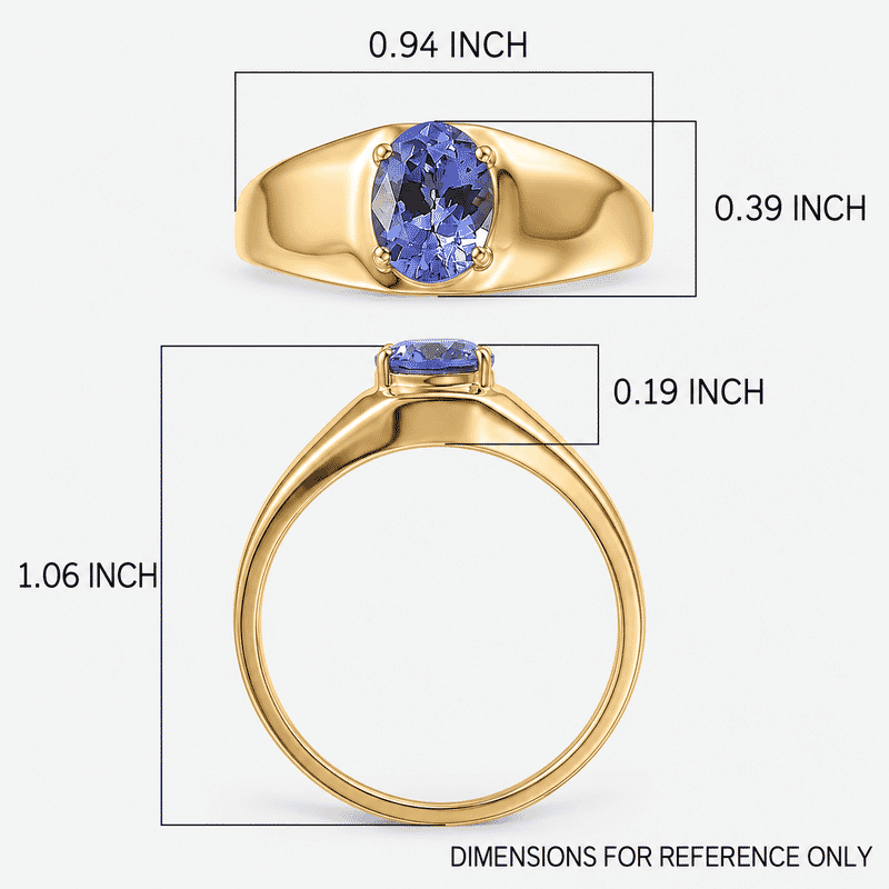 Luxoro Premium Tanzanite 1.60 ctw Men's Ring in 10K Yellow Gold (Size 11.0)
