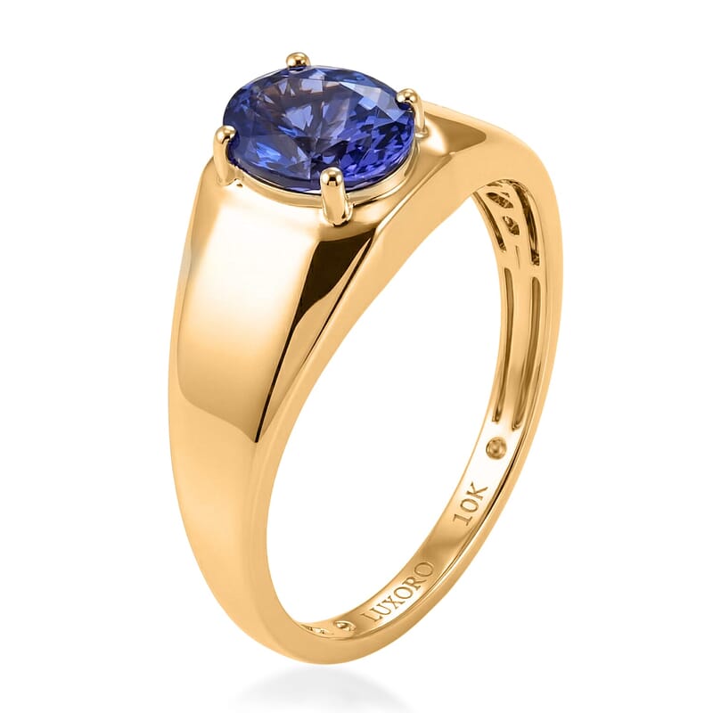 Luxoro Premium Tanzanite 1.60 ctw Men's Ring in 10K Yellow Gold (Size 11.5)