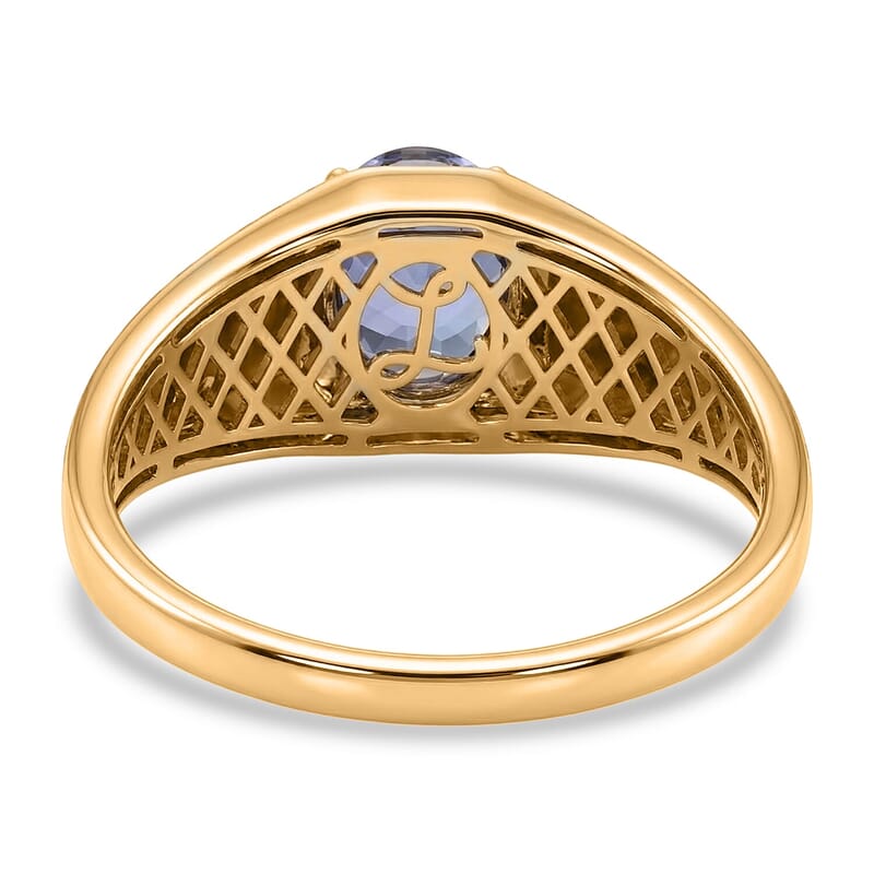 Luxoro Premium Tanzanite 1.60 ctw Men's Ring in 10K Yellow Gold (Size 11.5)