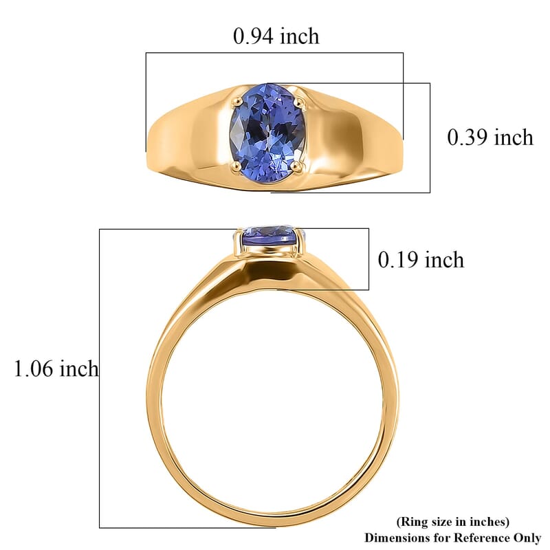 Luxoro Premium Tanzanite 1.60 ctw Men's Ring in 10K Yellow Gold (Size 11.5)