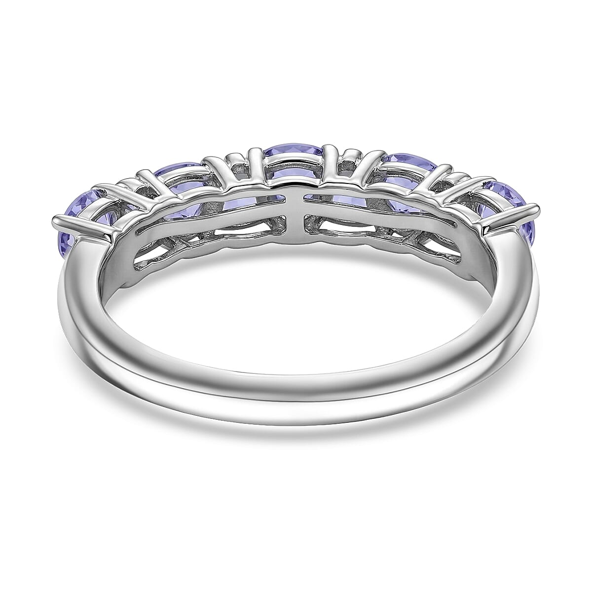 D'Joy Tanzanite 0.90 ctw Half Eternity Band Ring in Platinum Over Sterling Silver (Size 5.0)