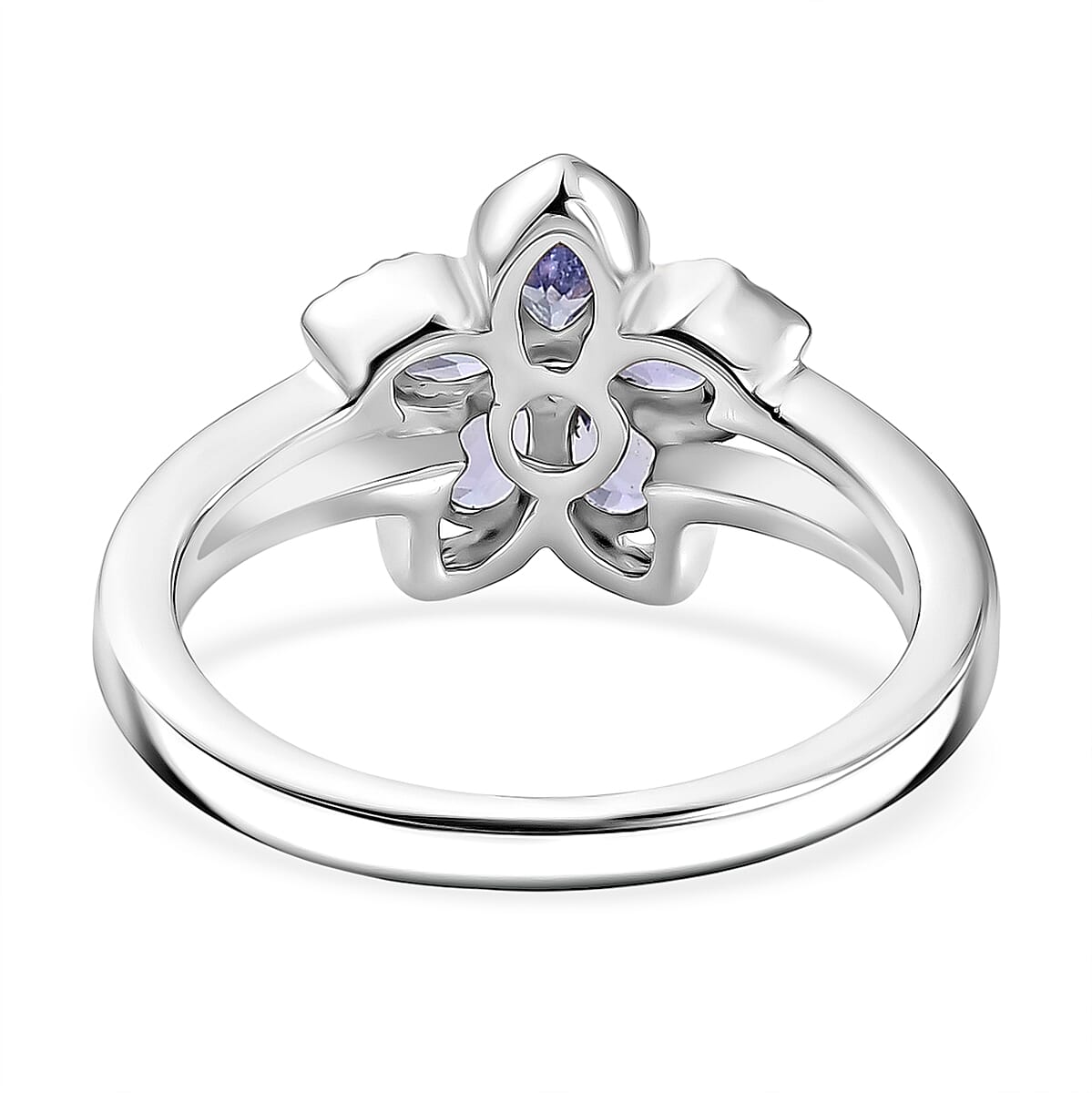 D'Joy Tanzanite, Moissanite Ring in Rhodium Over Sterling Silver (Size 10.0) 0.70 ctw image number 4