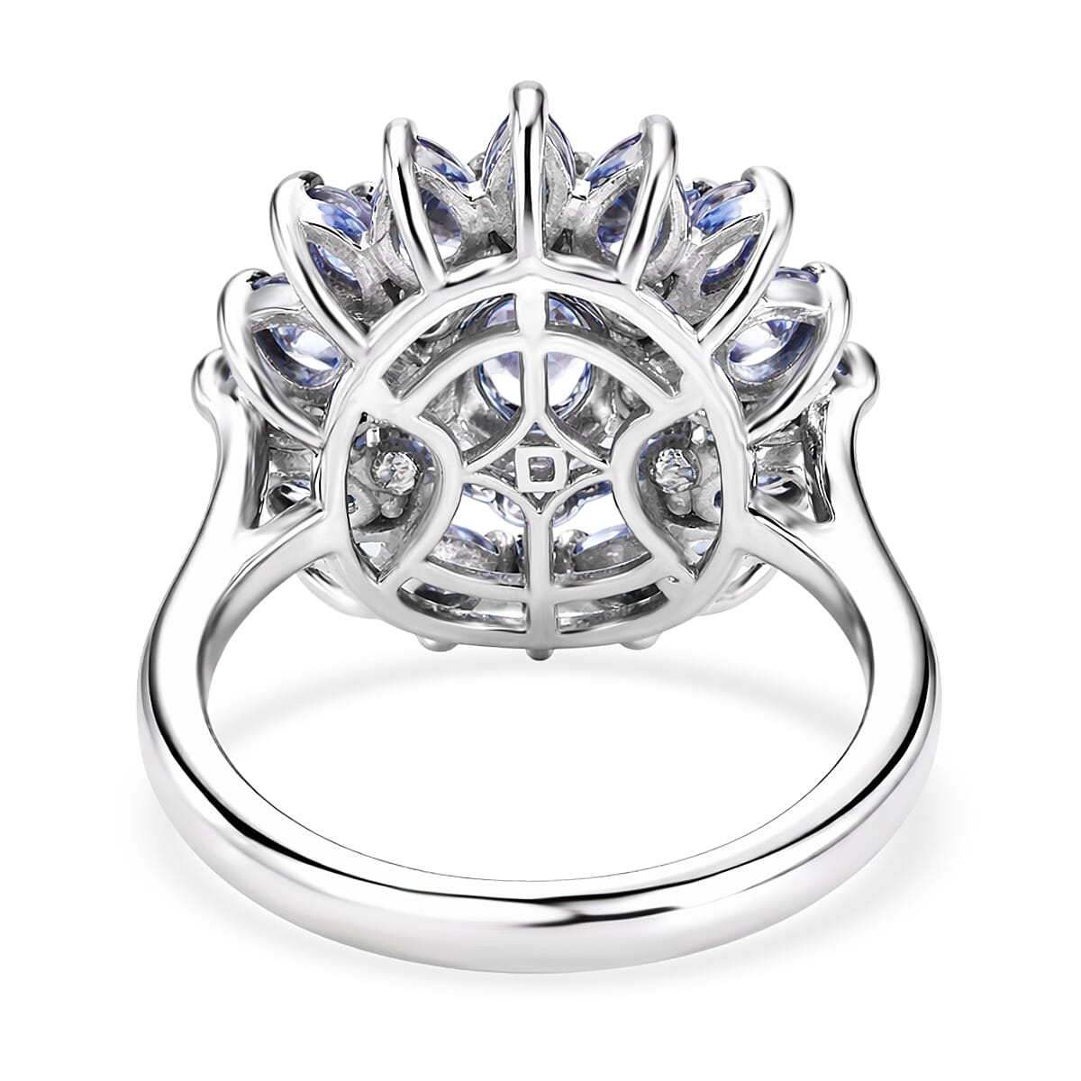 D'Joy Tanzanite 3.50 ctw Royal Floral Spark Ring in Rhodium Over Sterling Silver (Size 10.0)