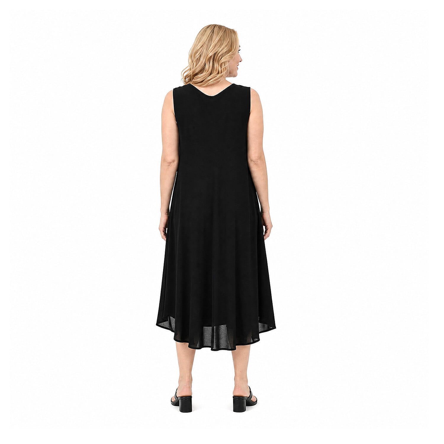 La Marey Rainbow and Black Palm Tree Printed Umbrella Dress with Embroidery - One Size Fits Most