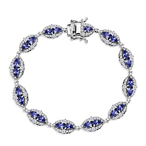 D'Joy Tanzanite and Moissanite 6.25 ctw Nature Luxe Vine Bracelet in Rhodium Over Sterling Silver (7.25 In)