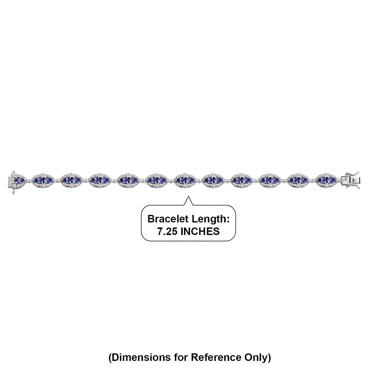 D'Joy Tanzanite and Moissanite 6.25 ctw Nature Luxe Vine Bracelet in Rhodium Over Sterling Silver (7.25 In)