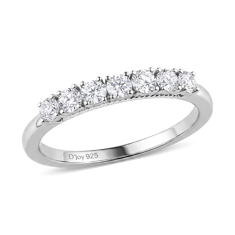 Doorbuster Luxuriant Lab Grown Diamond G-H SI 0.50 ctw Half Eternity Band Ring in Rhodium Over Sterling Silver (Size 10.0)