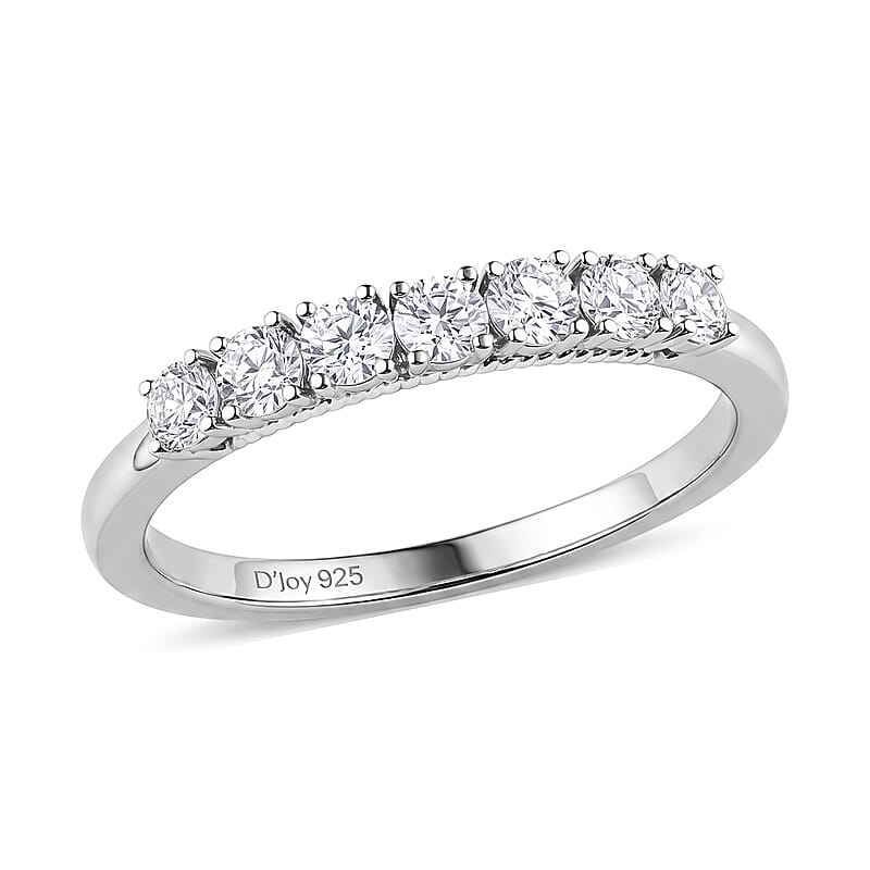Luxuriant Lab Grown Diamond G-H SI 0.50 ctw Half Eternity Band Ring in Rhodium Over Sterling Silver (Size 10.0)