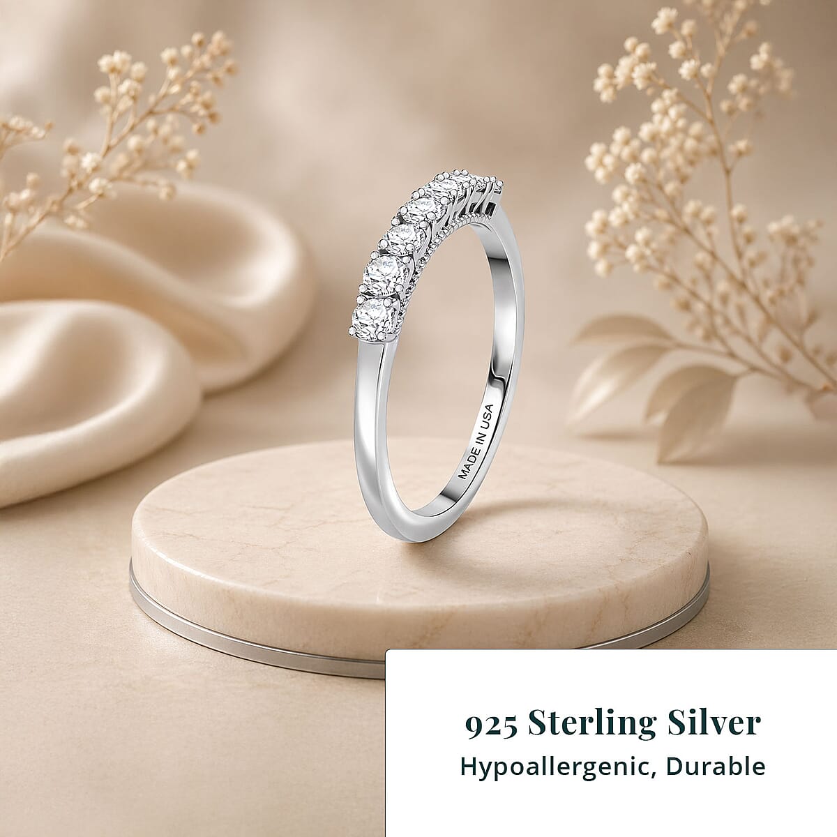 Luxuriant Lab Grown Diamond (G-H, SI) Half Eternity Band Ring in Rhodium Over Sterling Silver (Size 10.0) 0.50 ctw image number 4