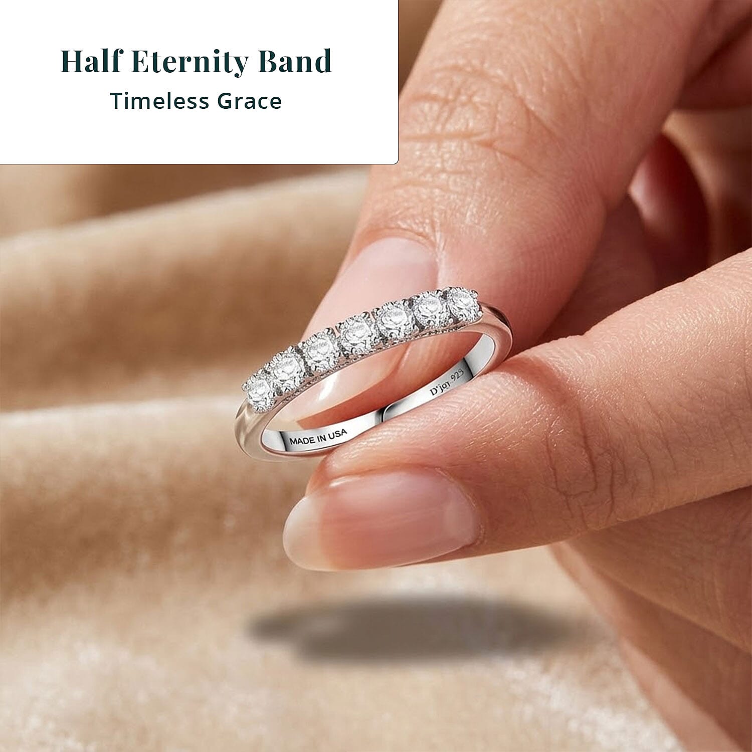 Luxuriant Lab Grown Diamond G-H SI 0.50 ctw Half Eternity Band Ring in Rhodium Over Sterling Silver (Size 10.0)