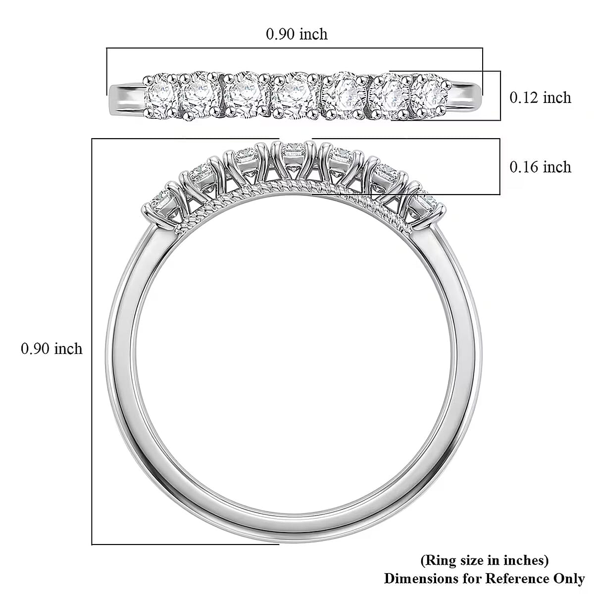 Luxuriant Lab Grown Diamond (G-H, SI) Half Eternity Band Ring in Rhodium Over Sterling Silver (Size 10.0) 0.50 ctw image number 6