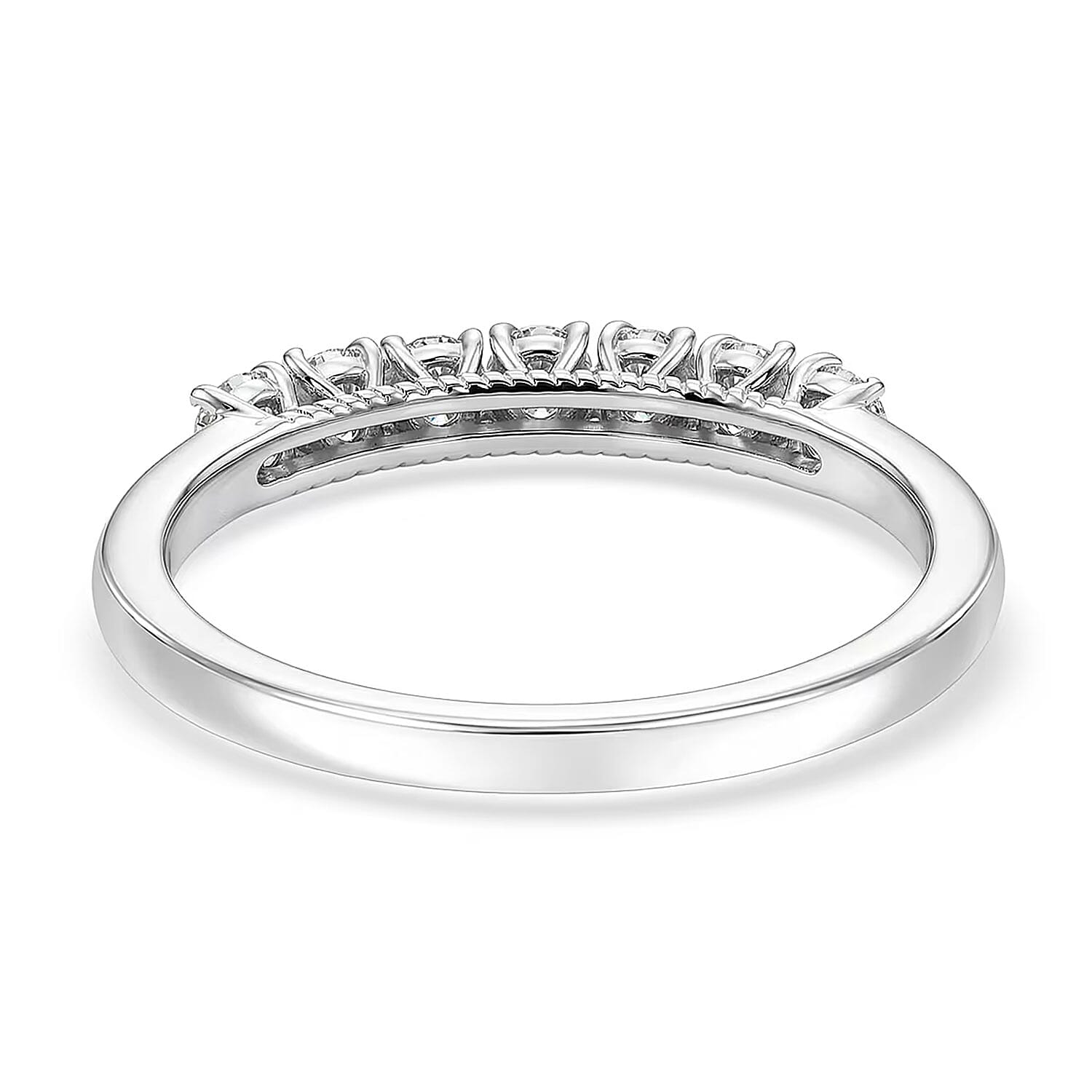 Luxuriant Lab Grown Diamond G-H SI 0.50 ctw Half Eternity Band Ring in Rhodium Over Sterling Silver (Size 10.0)