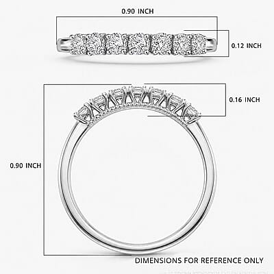 Luxuriant Lab Grown Diamond G-H SI 0.50 ctw Half Eternity Band Ring in Rhodium Over Sterling Silver (Size 10.0)
