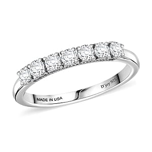 Luxuriant Lab Grown Diamond G-H SI 0.50 ctw Half Eternity Band Ring in Rhodium Over Sterling Silver (Size 7.0)