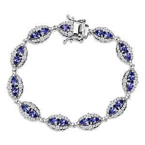 D'Joy Tanzanite and Moissanite 5.75 ctw Nature Luxe Vine Bracelet in Rhodium Over Sterling Silver (6.50 In)