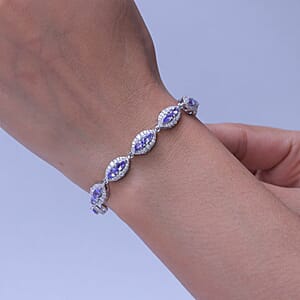 D'Joy Tanzanite and Moissanite 5.75 ctw Nature Luxe Vine Bracelet in Rhodium Over Sterling Silver (6.50 In)