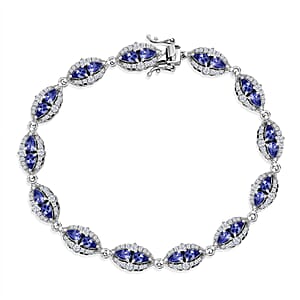 D'Joy Tanzanite and Moissanite 6.85 ctw Nature Luxe Vine Bracelet in Rhodium Over Sterling Silver (8.00 In)