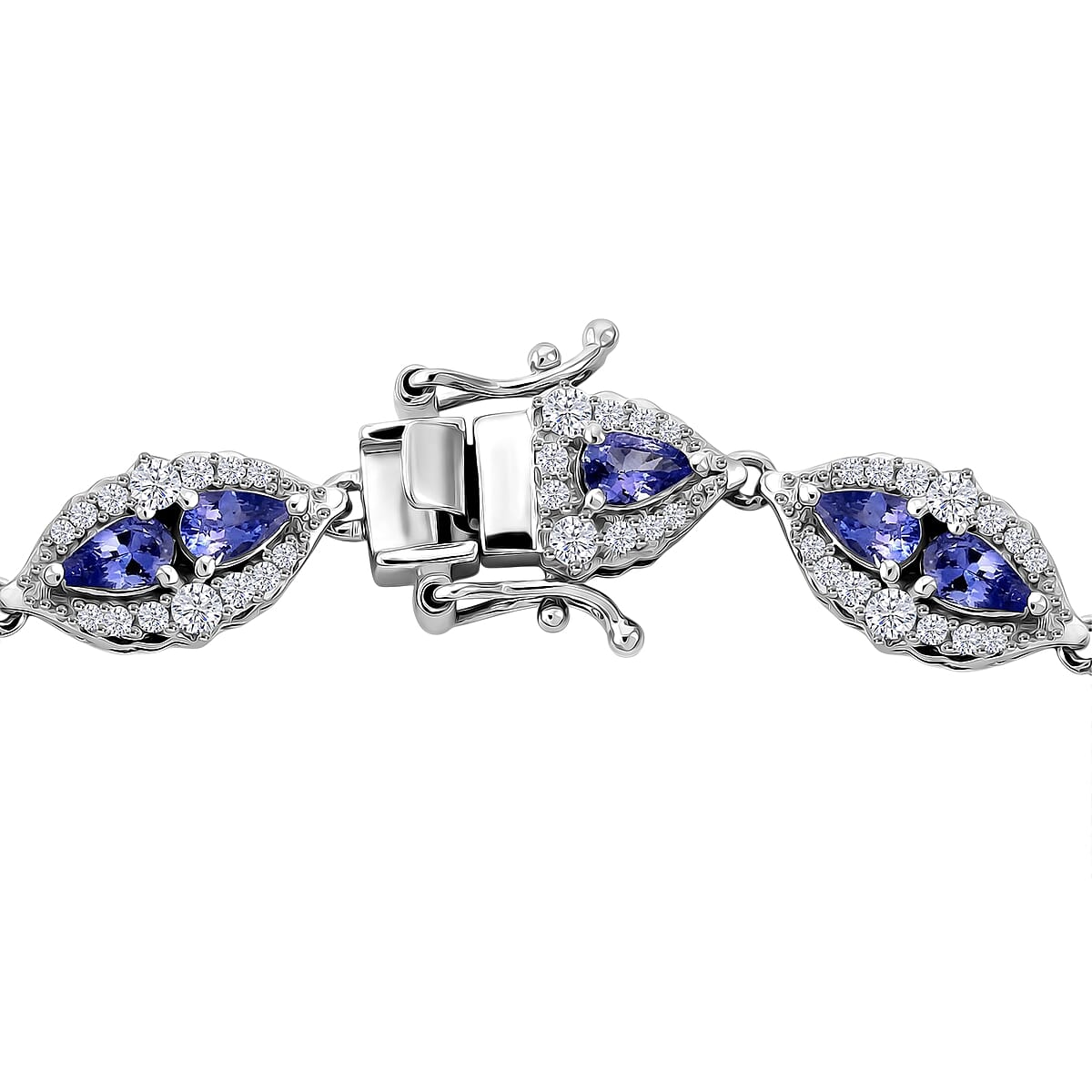 D'Joy Tanzanite and Moissanite 6.85 ctw Nature Luxe Vine Bracelet in Rhodium Over Sterling Silver (8.00 In) image number 3