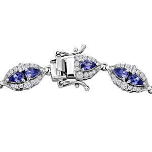 D'Joy Tanzanite and Moissanite 6.85 ctw Nature Luxe Vine Bracelet in Rhodium Over Sterling Silver (8.00 In)