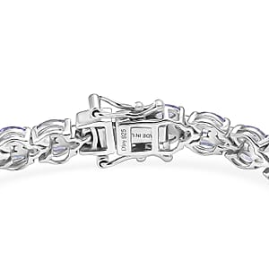D'Joy Tanzanite 7.70 ctw Floral Garland Tennis Bracelet in Rhodium Over Sterling Silver (6.50 In)