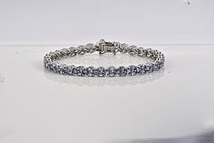 D'Joy Tanzanite 8.50 ctw Floral Garland Tennis Bracelet in Rhodium Over Sterling Silver (7.25 In)
