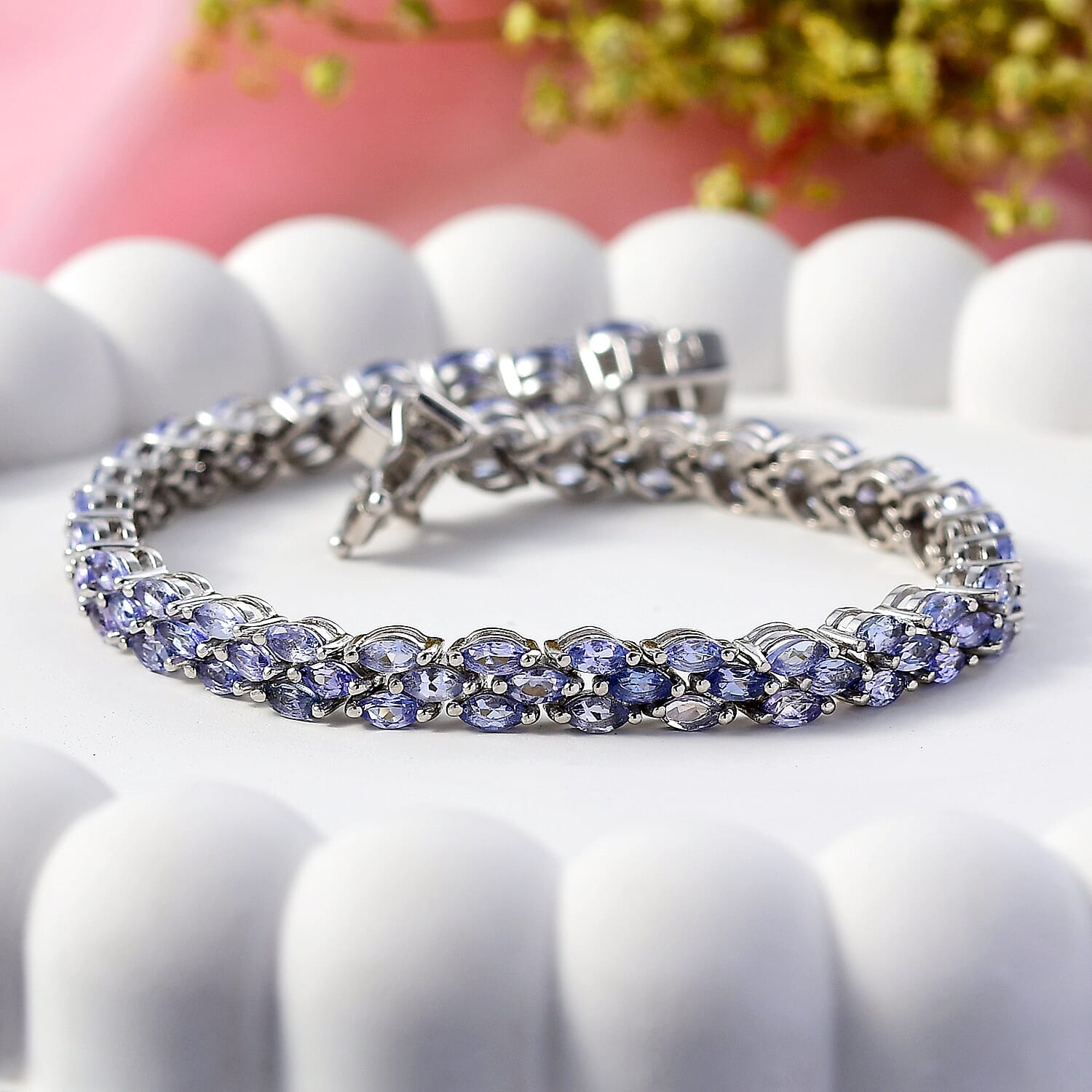 D'Joy Tanzanite Bracelet in Rhodium Over Sterling Silver (6.50 In) 7.70 ctw
