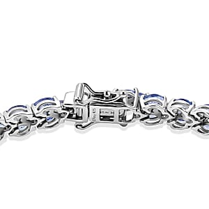 D'Joy Tanzanite 8.50 ctw Floral Garland Tennis Bracelet in Rhodium Over Sterling Silver (7.25 In)