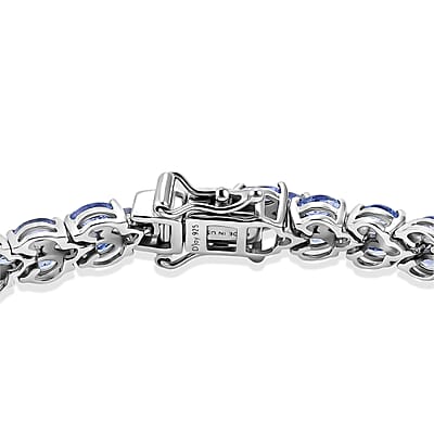 D'Joy Tanzanite 8.50 ctw Floral Garland Tennis Bracelet in Rhodium Over Sterling Silver (7.25 In)