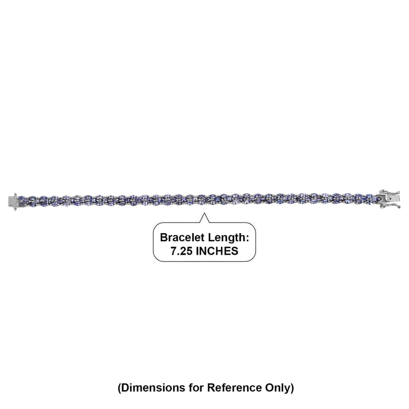 D'Joy Tanzanite 8.50 ctw Floral Garland Tennis Bracelet in Rhodium Over Sterling Silver (7.25 In)