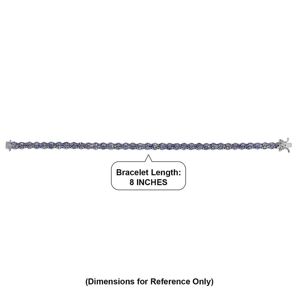 D'Joy Tanzanite 9.50 ctw Floral Garland Tennis Bracelet in Rhodium Over Sterling Silver (8.00 In) image number 4