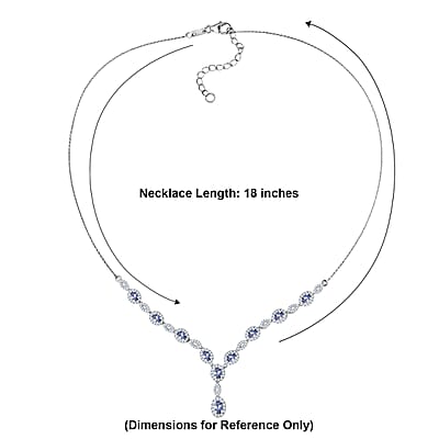 D'Joy Tanzanite and Moissanite 3.15 ctw Flowing Vine Necklace in Rhodium Over Sterling Silver 18-20 Inches