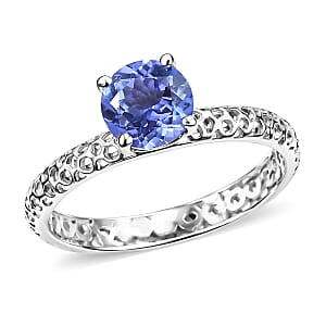 D'Joy Premium Tanzanite 1.20 ctw Hive Lattice Solitaire Ring in Rhodium Over Sterling Silver (Size 8.0)